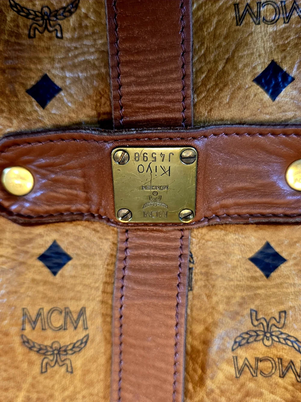 Authentic Vintage MCM Visetos Saddle Bag/Unisex Crossbody Messenger. Large space